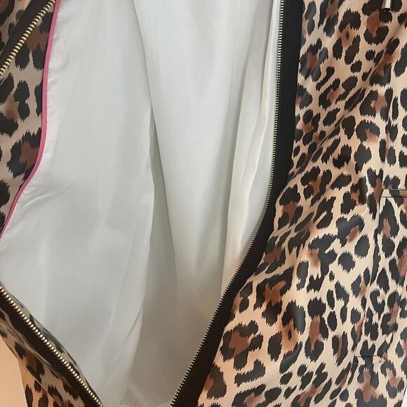 Kate Spade New York Leopard Matte Aline Raincoat Long Sleeve Brown Women's SZ S - Picture 9 of 12